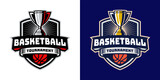 Basketball tournament with trophy badge logo