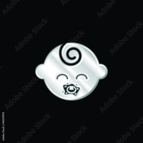 Baby Black Head silver plated metallic icon