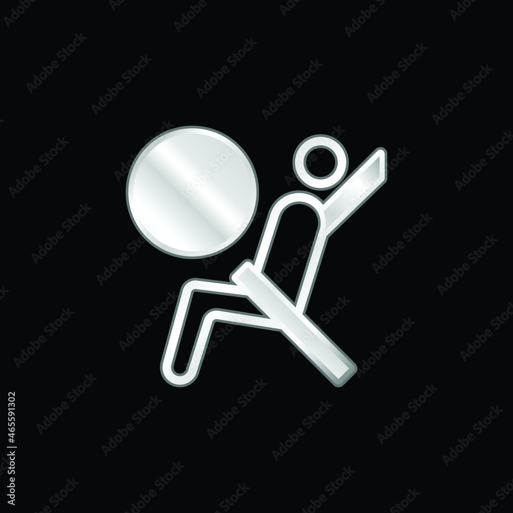 Airbag silver plated metallic icon Airbag silver plated metallic icon