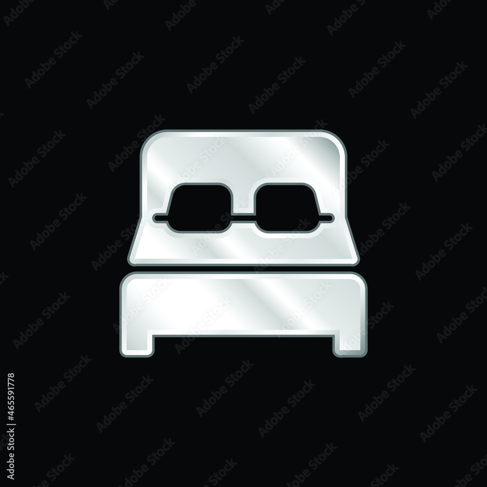 Bed silver plated metallic icon Bed silver plated metallic icon