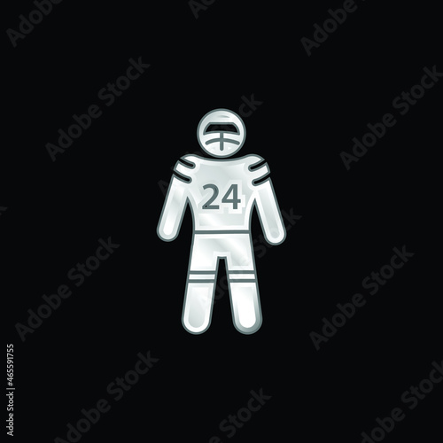 American Football Player silver plated metallic icon