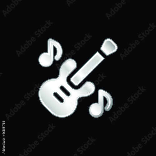 Bass Guitar silver plated metallic icon