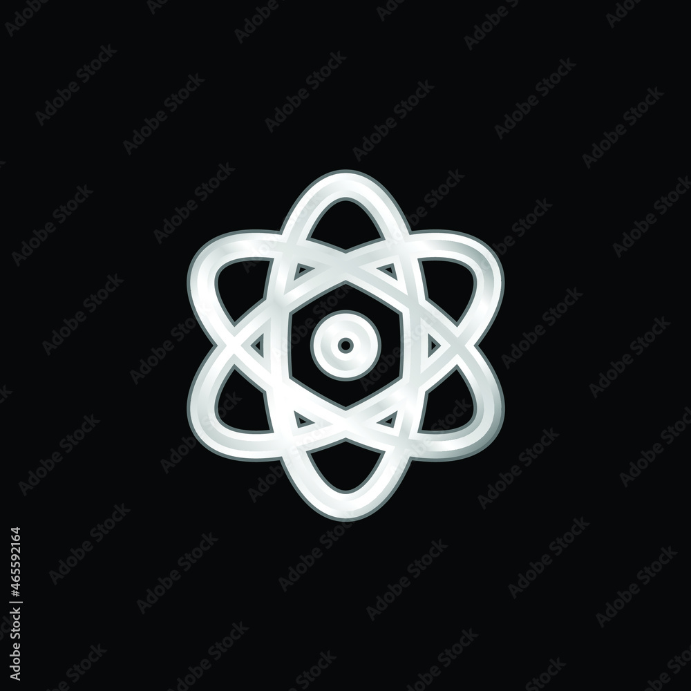 Atomic Energy silver plated metallic icon Atomic Energy silver plated metallic icon