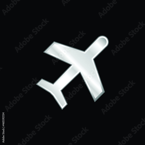 Airplane silver plated metallic icon