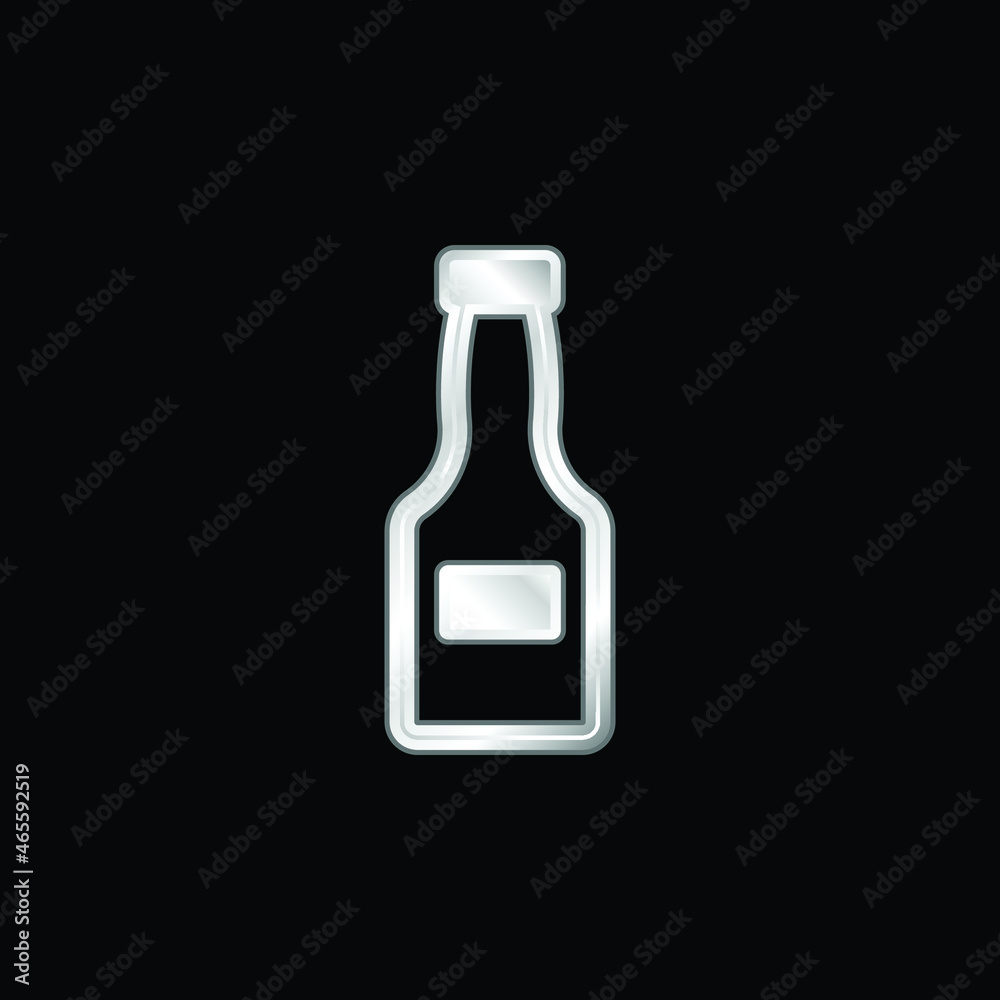 Bottle Closed silver plated metallic icon Bottle Closed silver plated metallic icon