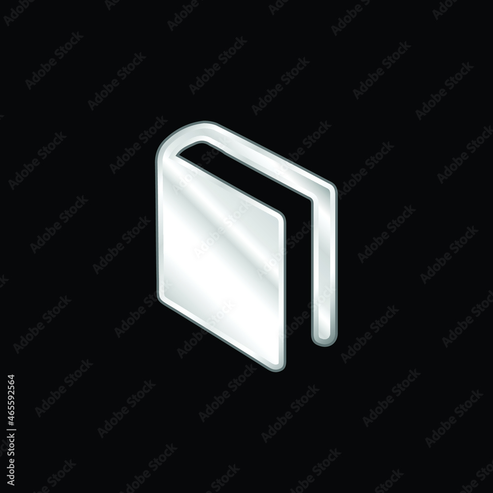 Book Of Black Cover In Diagonal Position silver plated metallic icon Book Of Black Cover In Diagonal Position silver plated metallic icon
