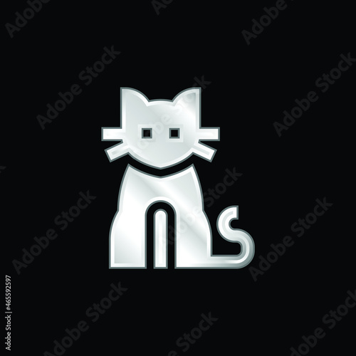 Black Cat silver plated metallic icon