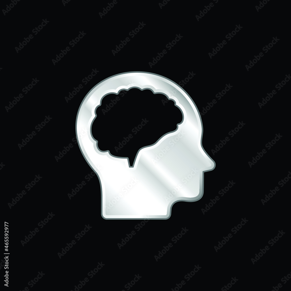 Brain And Head silver plated metallic icon