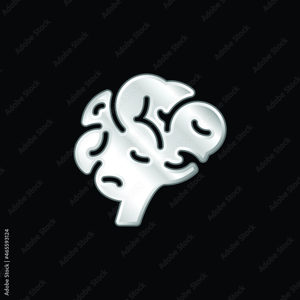 Brain silver plated metallic icon Brain silver plated metallic icon
