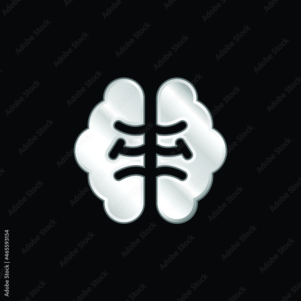 Brain silver plated metallic icon Brain silver plated metallic icon