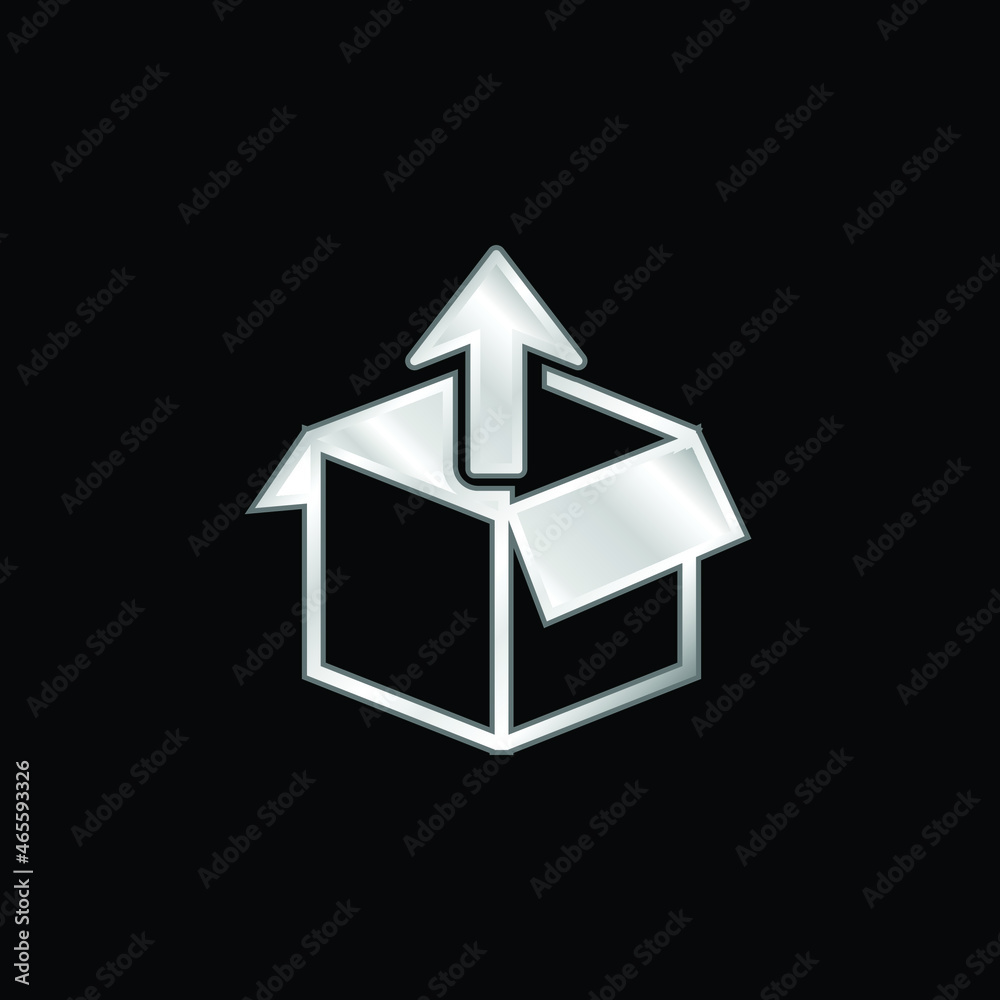 Box Get Out silver plated metallic icon Box Get Out silver plated metallic icon