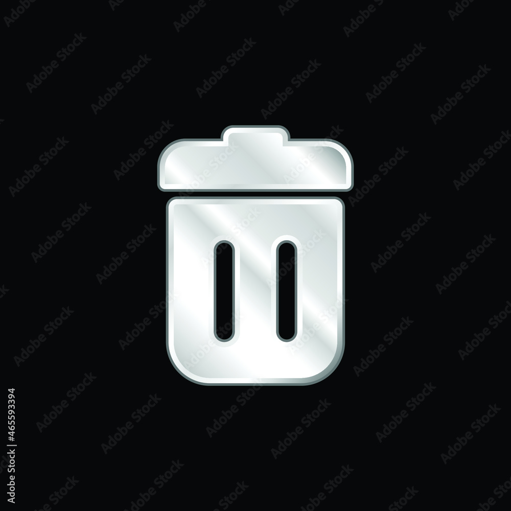 Bin With Lid silver plated metallic icon Bin With Lid silver plated metallic icon