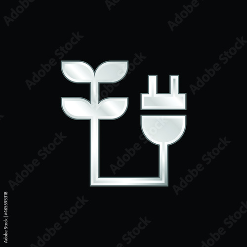 Bioenergy silver plated metallic icon