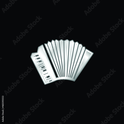 Accordion silver plated metallic icon