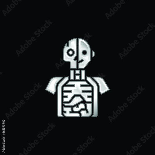 Anatomy silver plated metallic icon