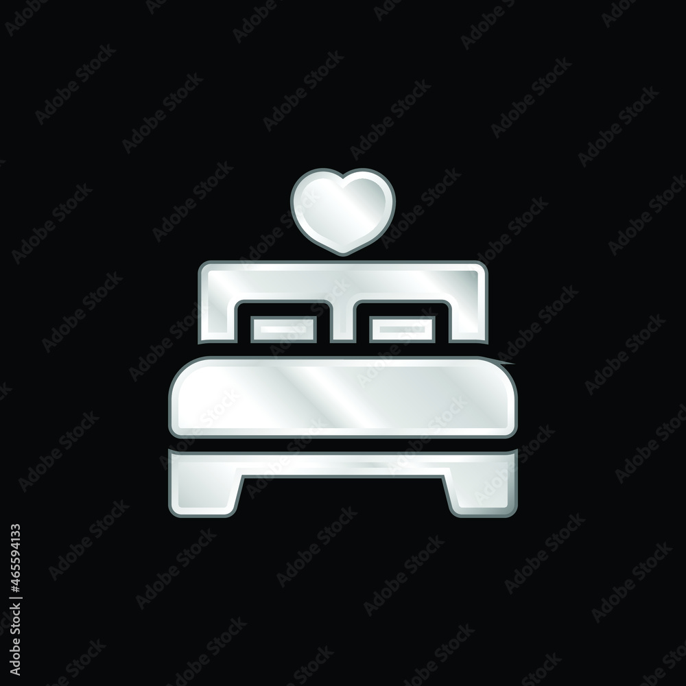 Bed silver plated metallic icon Bed silver plated metallic icon