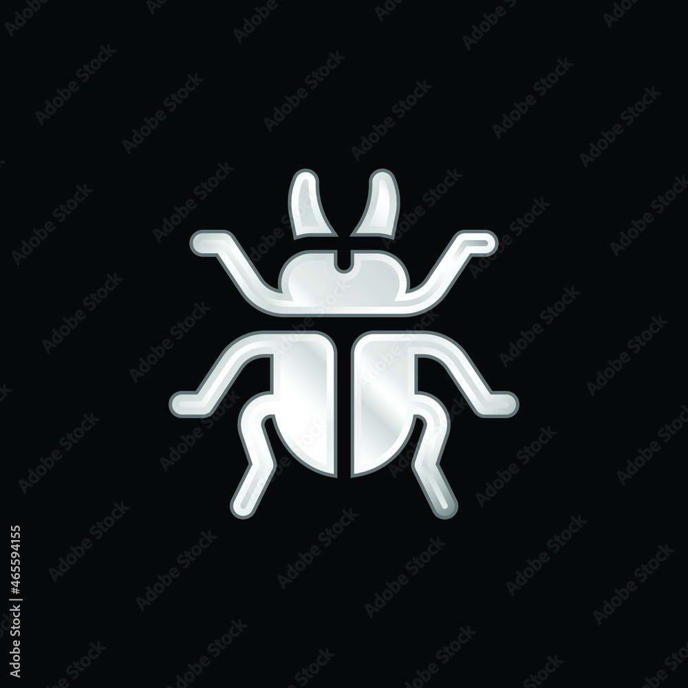 Beetle silver plated metallic icon Beetle silver plated metallic icon