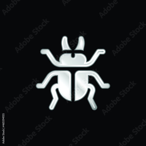 Beetle silver plated metallic icon