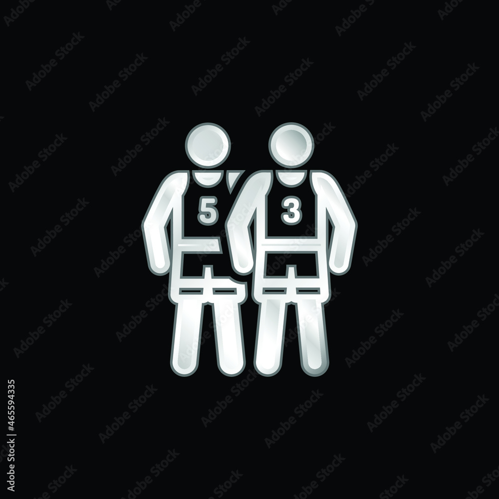 Basketball Player silver plated metallic icon Basketball Player silver plated metallic icon