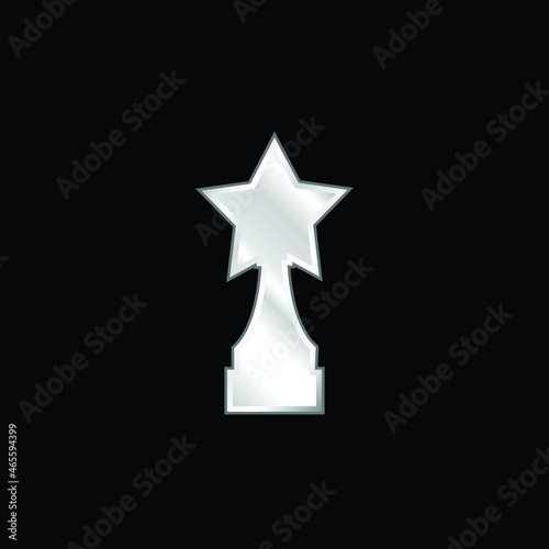 Award Trophy With Star Shape silver plated metallic icon