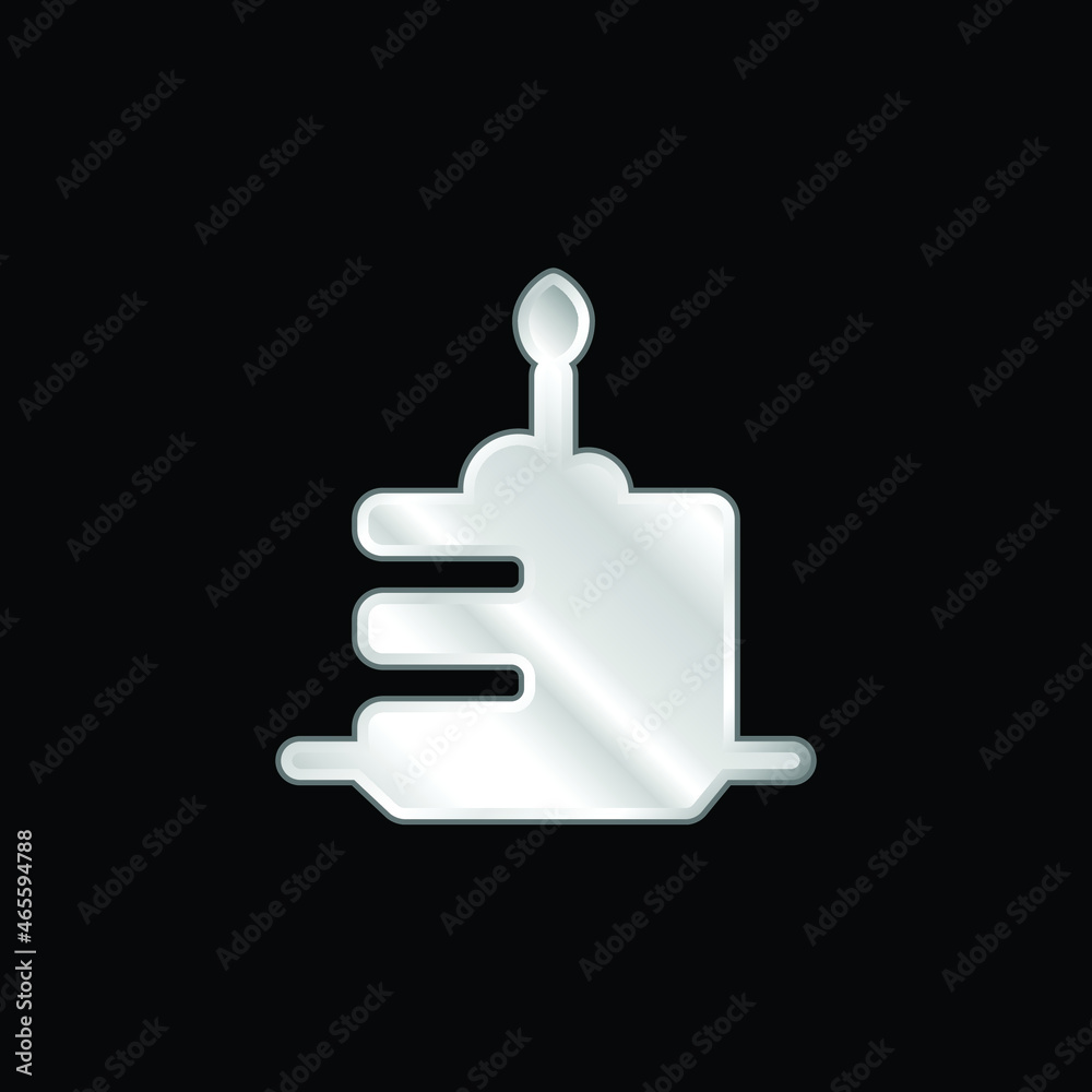 Birthday Cake silver plated metallic icon Birthday Cake silver plated metallic icon