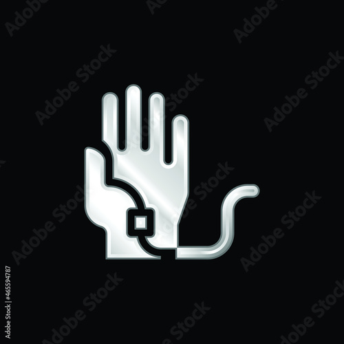 Blood Transfusion silver plated metallic icon