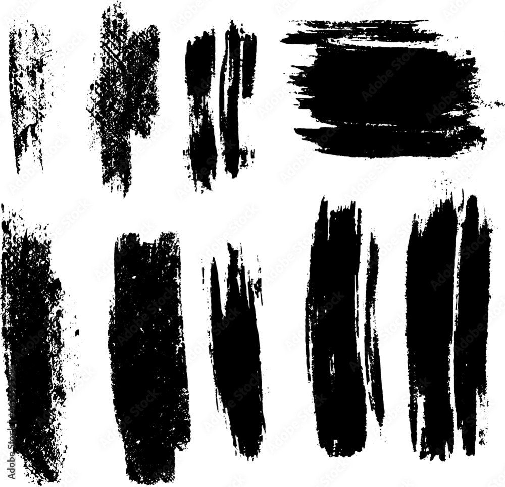 Ink Brush Strokes & Shapes With Lots Of Texture