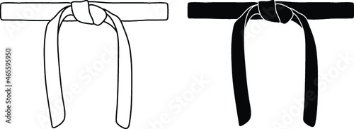 Martial Arts Belt Clipart Set - Outline and Silhouette