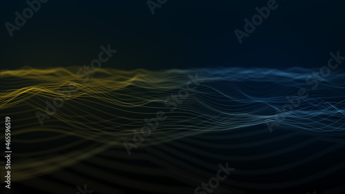 Abstract gradient wave background. Technology big data background. Motion of digital data flow. Big data wave. Futuristic wave. Cyber or technology background