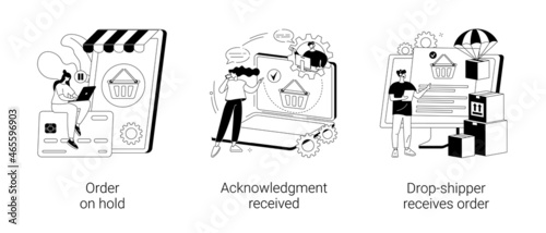 Booking processing abstract concept vector illustrations.