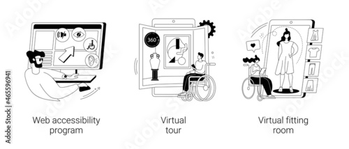 Online inclusivity abstract concept vector illustrations.