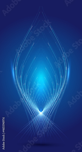 Shaped like blade veins texture blue luminous lines technology sense background
