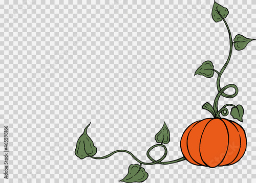 Pumpkin hand draw brush paint style isolated on png or transparent texture,Halloween party background ,element template for poster,online,vector illustration