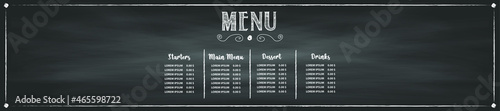 Chalkboard Food Menu. Vector.