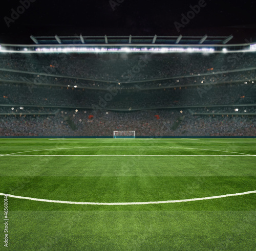 green field in soccer stadium. ready for game in the midfield © Igor Link