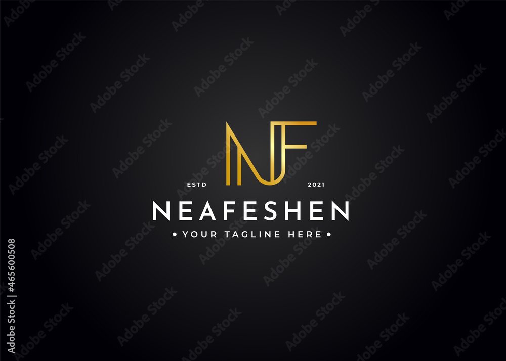 Minimalist letter N F luxury logo design template