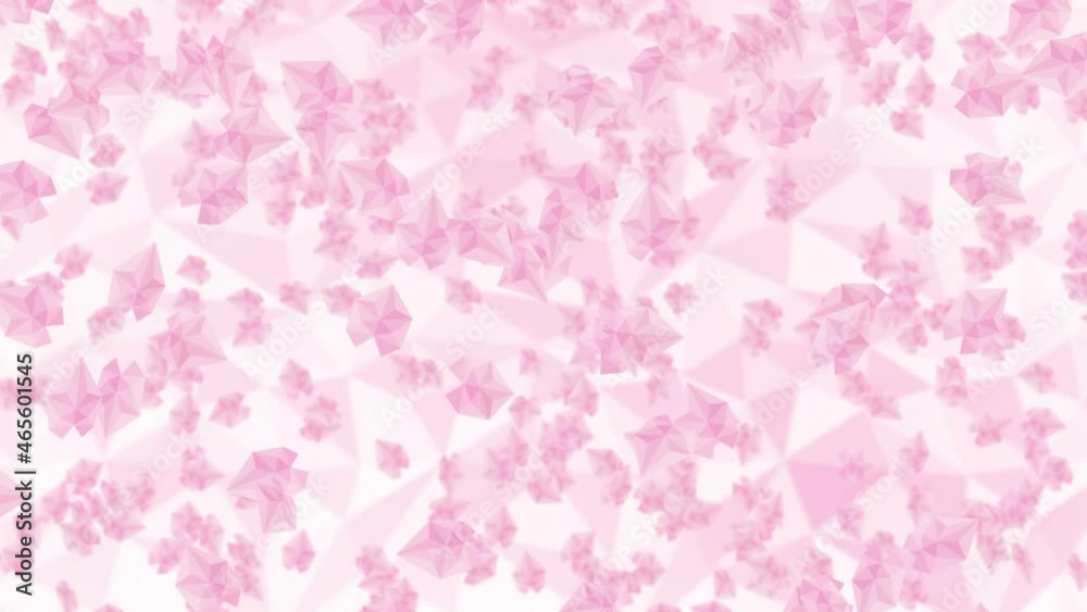 Many cherry blossom petals floating in air on white background. Low polygonal plant. Symbol of digital technology. Abstract loop animation. Many cherry blossom petals floating in air on white background. Low polygonal plant. Symbol of digital technology. Abstract loop animation.