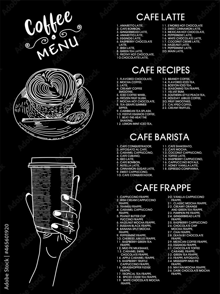 Coffee house menu. Restaurant cafe menu, template design. Food flyer