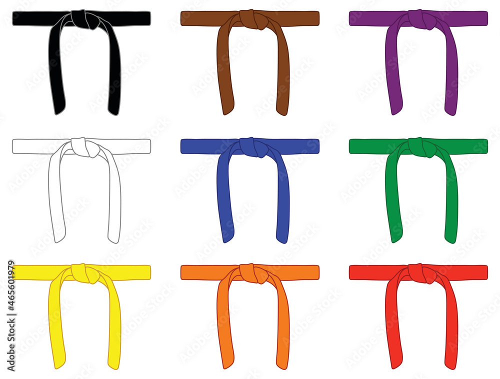 Martial Arts Belts Clipart Set Colored Stock Vector Adobe Stock