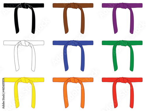 Martial Arts Belts Clipart Set - Colored