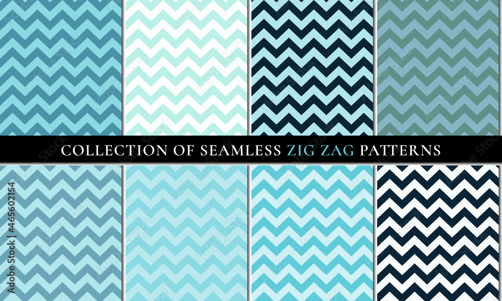 Blue Set of seamless zigzag chevron pattern Blue Set of seamless zigzag chevron pattern