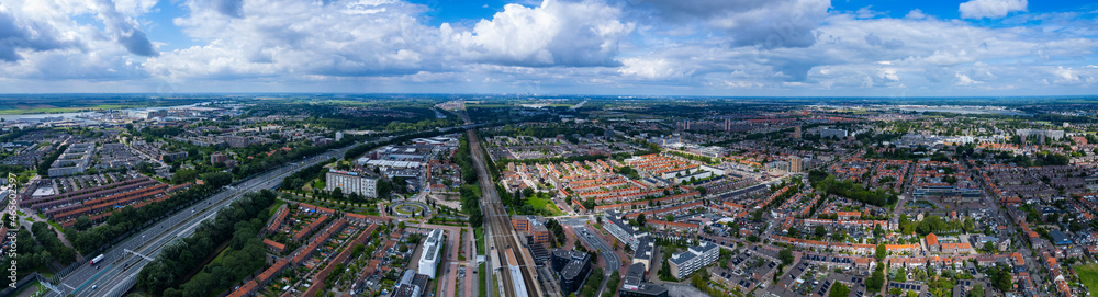 Aerial view of the city Dordrecht in the netherlands on a sunny day in summer