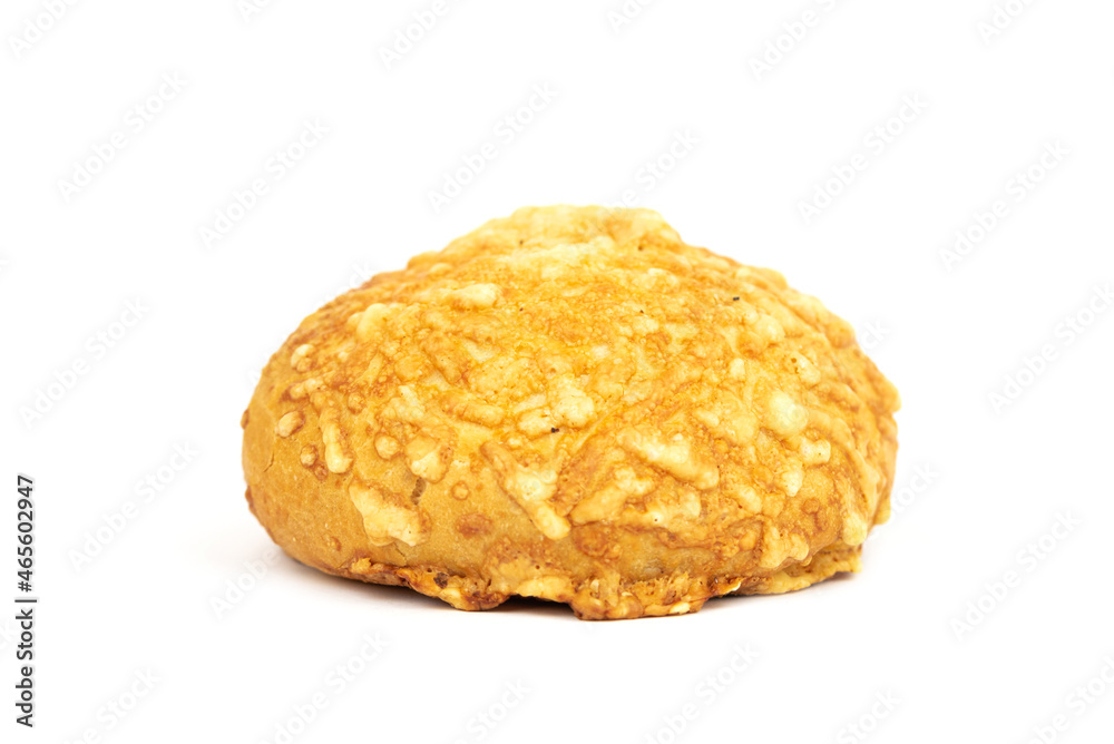 fresh wheat roll (bun) with cheese on the top fresh wheat roll (bun) with cheese on the top