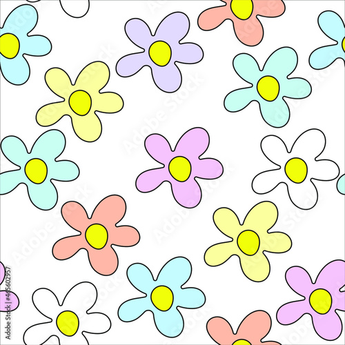 Simple floral camomile vector seamless pattern