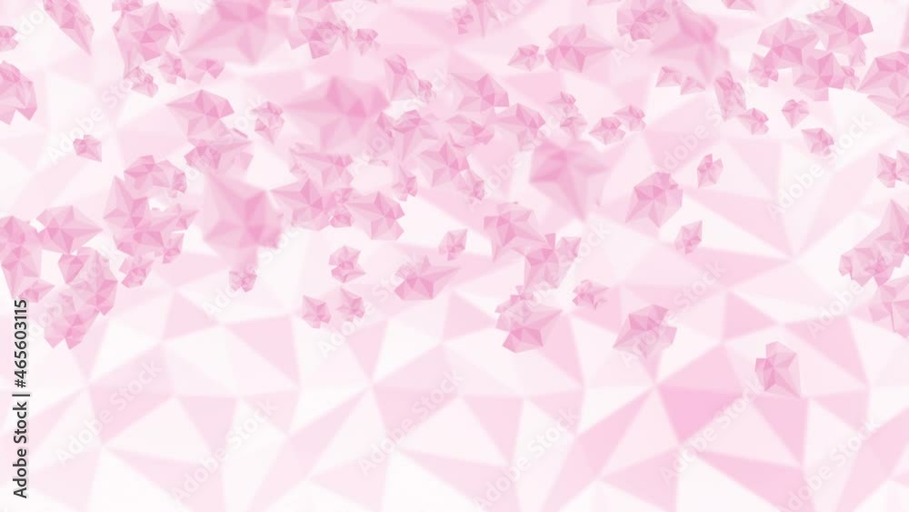 Many cherry blossom petals floating in air on white background. Low polygonal plant. Symbol of digital technology. Abstract loop animation. Many cherry blossom petals floating in air on white background. Low polygonal plant. Symbol of digital technology. Abstract loop animation.