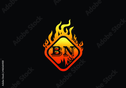 Fire BN Letter Logo And Icon Design Template