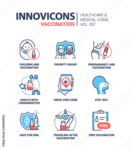 Vaccination - modern line design style icons set