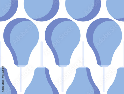 Seamless pattern of medical rubber blue enema in a flat style isolated on a white background. Vector illustration