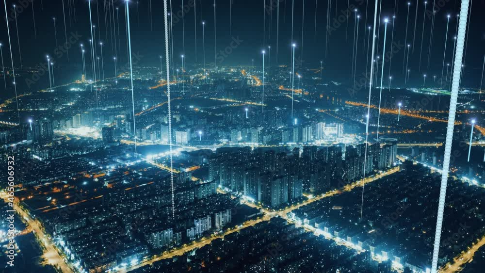 smart Connected city skyline. Futuristic network concept, city Technology smart Connected city skyline. Futuristic network concept, city Technology
