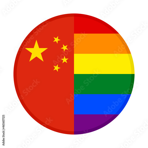 Free Download round icon with china and rainbow flags. vector illustration isolated on white background - GFXLoad